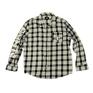 New Orleans Saints Men's 2XL Plaid Flannel Shirt Black Long Sleeve‎